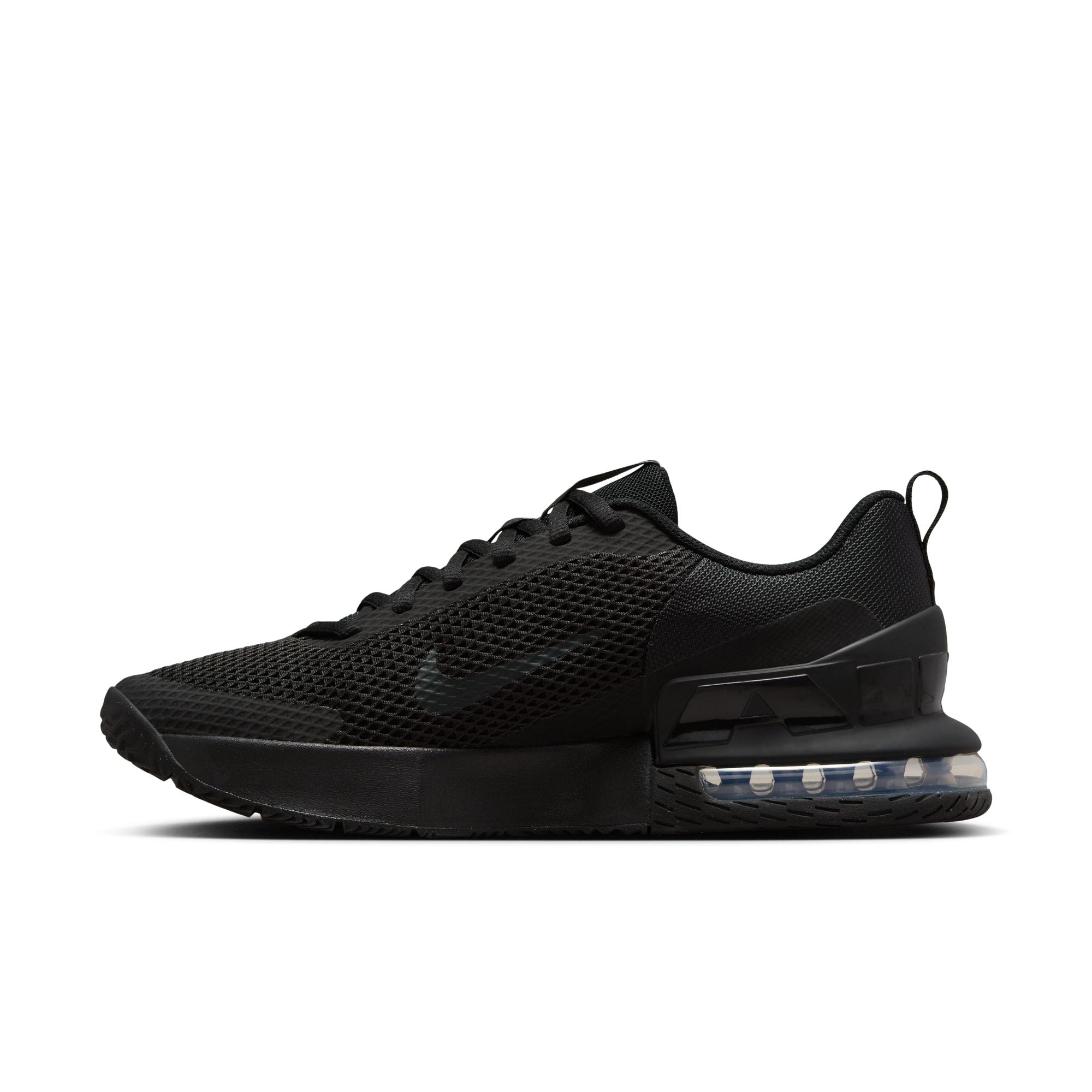 black nike material trainers