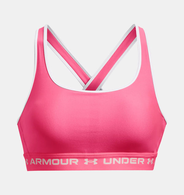  UA Crossback Mid Bra, Pink/black - sports bra