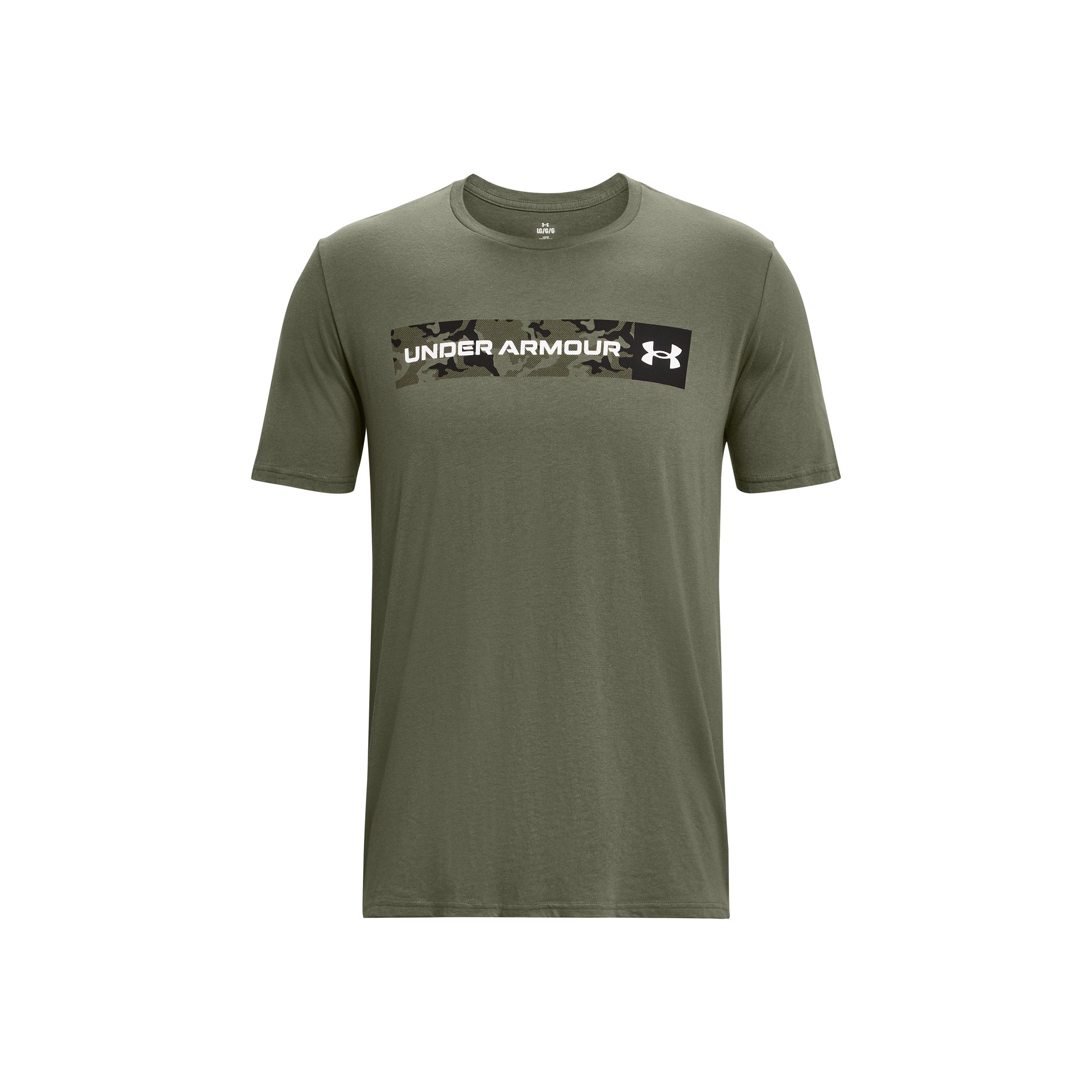 1376830 UA CAMO CHEST STRIPE SS Men Clothing Sports Training GREEN |Under ...